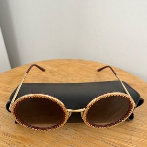 Dolce & Gabbana round frame statement retro Sunglasses with branded case